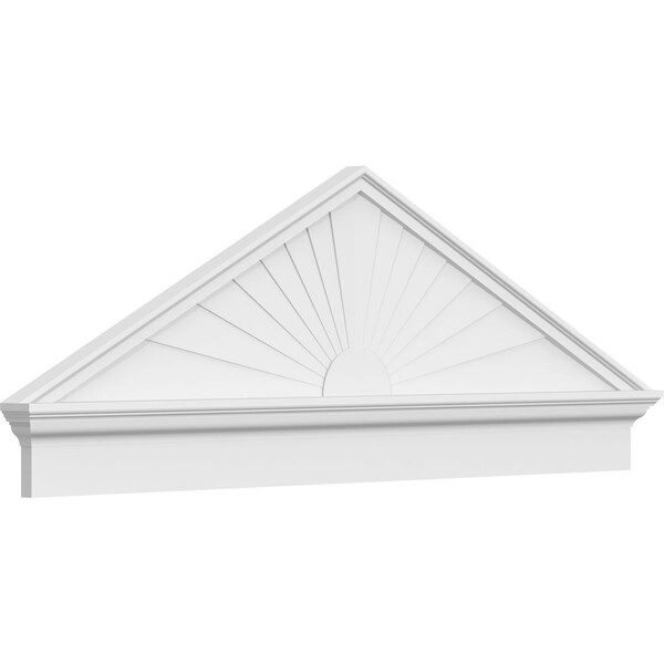 Ekena Millwork Peaked Cap Sunburst Architectural PVC Combination Pediment, 60"W x 21-7/8"H x 2-3/4"P (Pitch 6/12) PEDPC060X220PKC01 - main